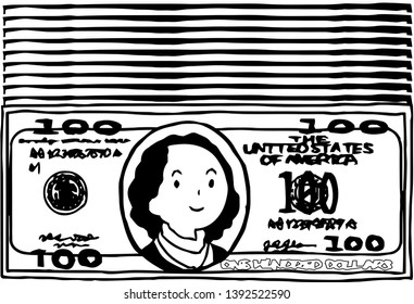 This is an illustration of a bunch of $ 100 US banknotes.