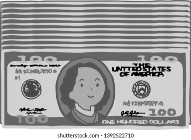 This is an illustration of a bunch of $ 100 US banknotes.