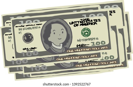 This is an illustration of a bunch of $ 100 US banknotes.