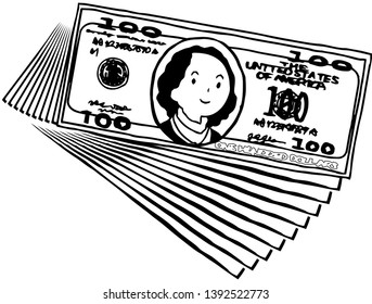 This is an illustration of a bunch of $ 100 US banknotes.