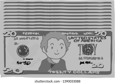 This is an illustration of a bunch of $ 20 US banknotes.
