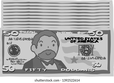This is an illustration of a bunch of fifty dollars US banknotes.