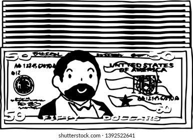 This is an illustration of a bunch of fifty dollars US banknotes.