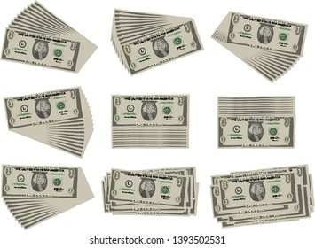 This is an illustration of a bundle of one dollar US banknotes.