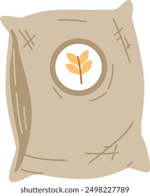 This is an illustration of a burlap sack with a wheat stalk design