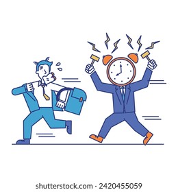 This is an illustration of a business person who is busy getting to work every morning.