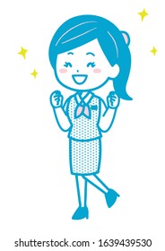 This is an illustration of a business woman doing a gutsy pose. Vector image.