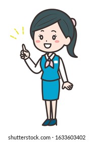 This is an illustration of a business woman pointing. Vector image.