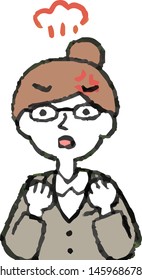 This is a illustration of a business woman wearing glasses face and pose.