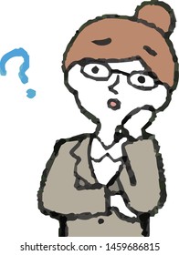 This is a illustration of a business woman wearing glasses face and pose.