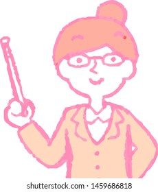 This is a illustration of a business woman wearing glasses face and pose.