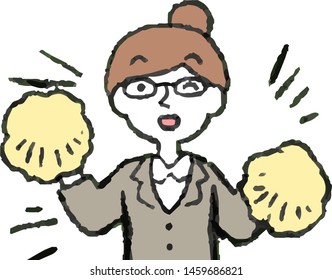 This is a illustration of a business woman wearing glasses face and pose.