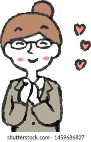 This is a illustration of a business woman wearing glasses face and pose.