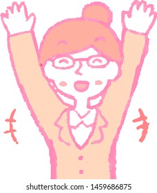 This is a illustration of a business woman wearing glasses face and pose.