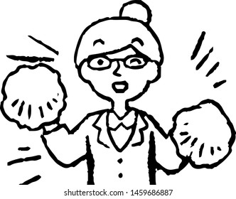 This is a illustration of a business woman wearing glasses face and pose.