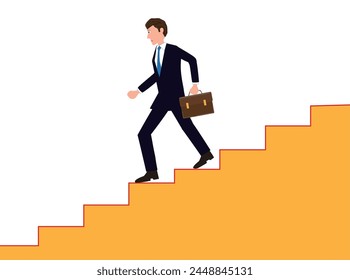 This is an illustration of a businessman going down the stairs.