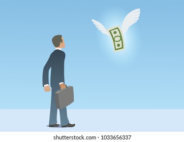 This is an illustration of businessman looking at dollar