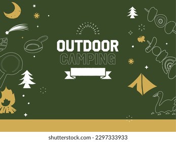 This is an illustration of camping goods, outdoor equipment and leisure scene.