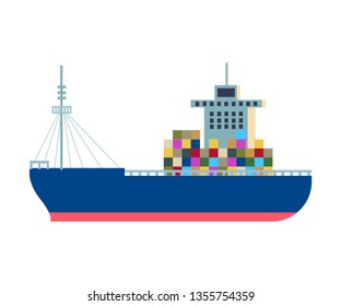 This illustration can be used for landing pages, wallpapers, banners, posters and websites, cargo ships are transportations for internation