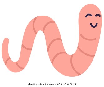 This illustration captures the charm of a cartoon worm, depicted with a warm smile, in a simplistic style with soft pink hues for educational or entertainment purposes