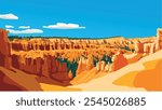 This illustration captures the stunning landscape of Bryce Canyon National Park in southern Utah, famous for its unique geological formations known as hoodoos.