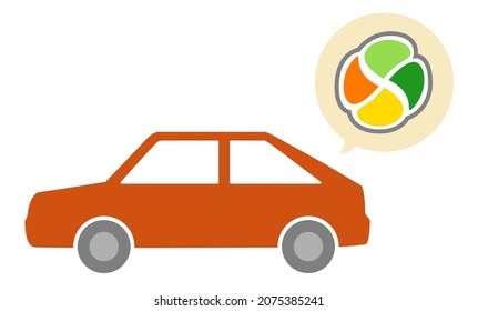 This is an illustration of a car and an elderly driver sign (elderly driver symbol).