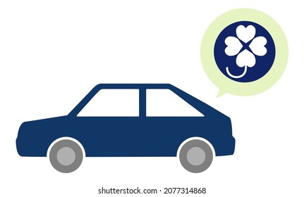 This is an illustration of a car and a handicapped sign (clover symbol).