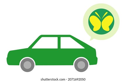 This is an illustration of a car and a sign for the hearing impaired.
