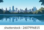 This illustration of Central Park and the New York City skyline captures the perfect balance of lush greenery and towering skyscrapers. 