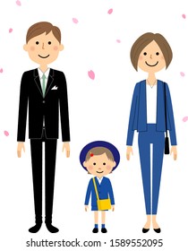 This is an illustration of a child and family entering the preschool.