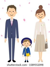 This is an illustration of a child and family entering the preschool.