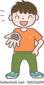 This is an illustration of a child. Kids love insects. Children bring insects that adults don't like.