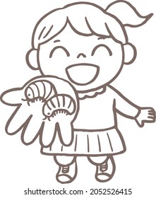 This is an illustration of a child. Kids love insects. Children bring insects that adults don't like.