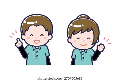 This is an illustration of the "Child support worker" man and woman.