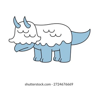This is an illustration for children that depicts a fluffy dinosaur in soft colors.