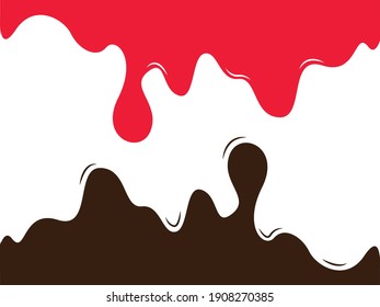This is an illustration of chocolate and strawberry syrup