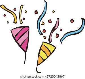 This is an illustration of Christmas and party objects.