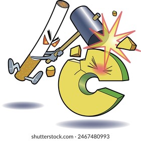 This is an illustration of a cigarette that destroys vitamin C.