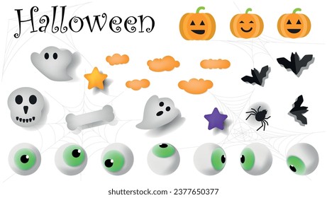 This illustration is a collection of Halloween symbols. It will be suitable for creating postcards, banners and other design products for this terribly fun holiday.