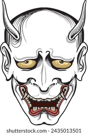 This is an illustration of a colored Hannya mask.