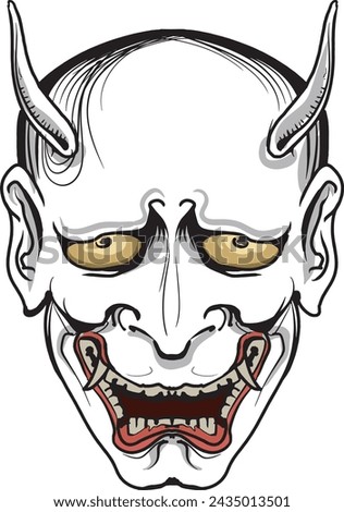 This is an illustration of a colored Hannya mask.