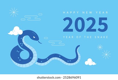 Esta é uma ilustração comemorando o Ano da Cobra Azul em 2025, celebrando o Ano Novo Coreano.