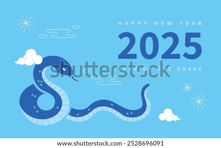 This is an illustration commemorating the Year of the Blue Snake in 2025, celebrating the Korean New Year.