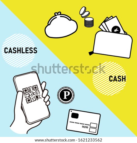 This is an illustration comparing cashless with cash.