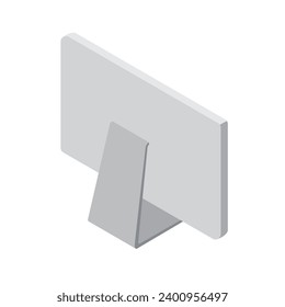 This is an illustration of a computer seen from the back.