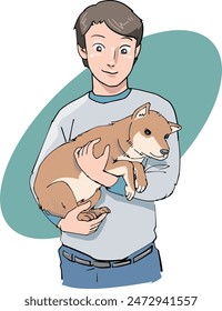 This is an illustration of the correct way to hold a dog.