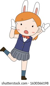 This is a illustration of cosplayer girl in a sailor suit with Rabbit ears 