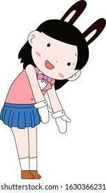This is a illustration of cosplayer girl in a sailor suit with Rabbit ears 