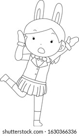 This is a illustration of cosplayer girl in a sailor suit with Rabbit ears 
