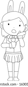 This is a illustration of cosplayer girl in a sailor suit with Rabbit ears 